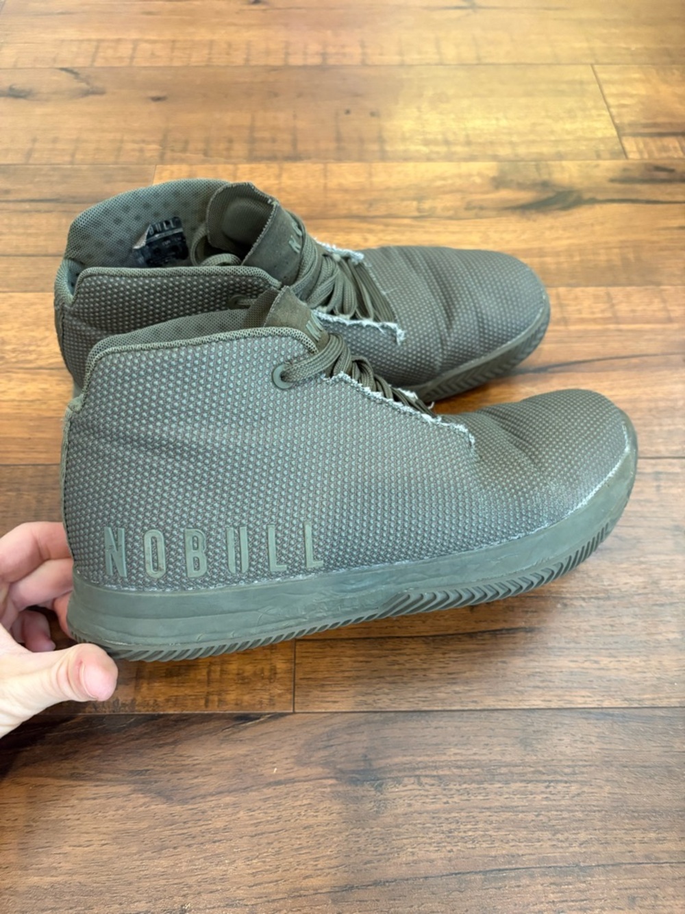 NOBULL Mid Top Trainers Shoes Mens Size 8 Green Gym Workout Lace Up Lift Run